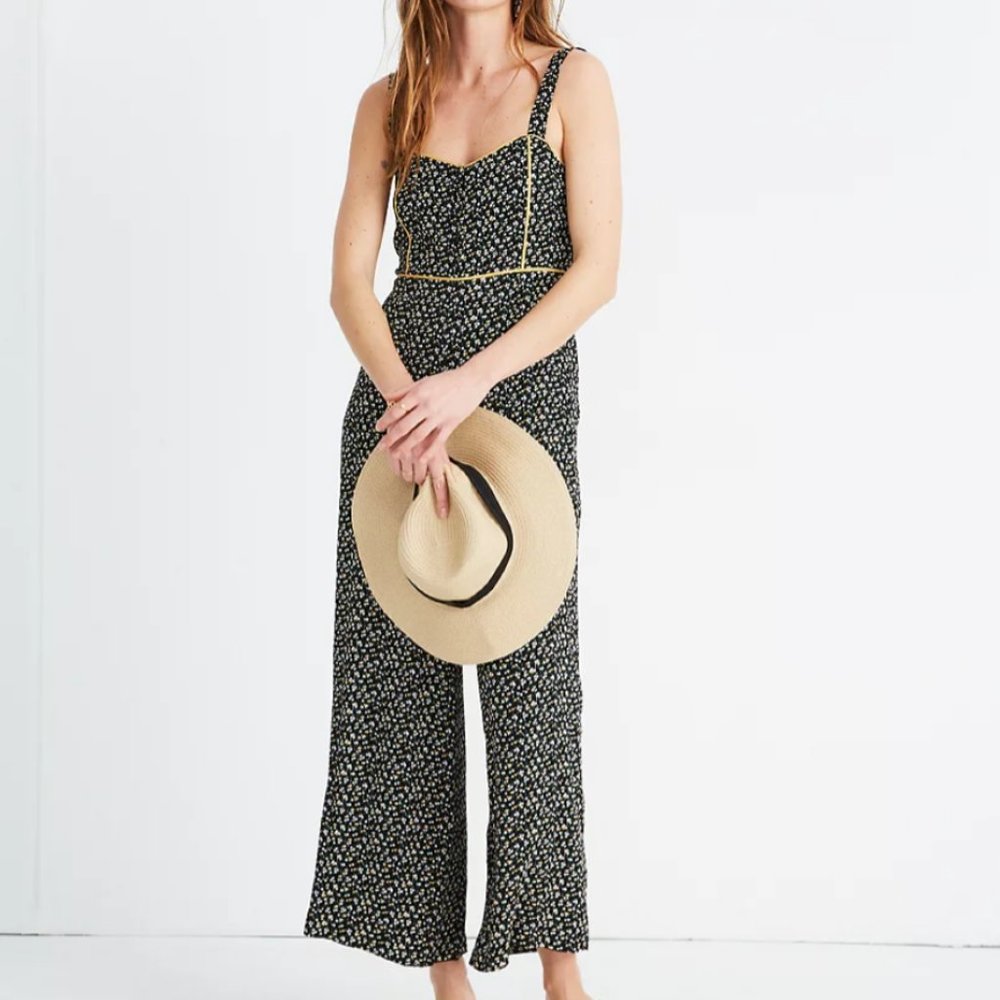 MADEWELL Button-Front Wide-Leg Jumpsuit in Playground Posies